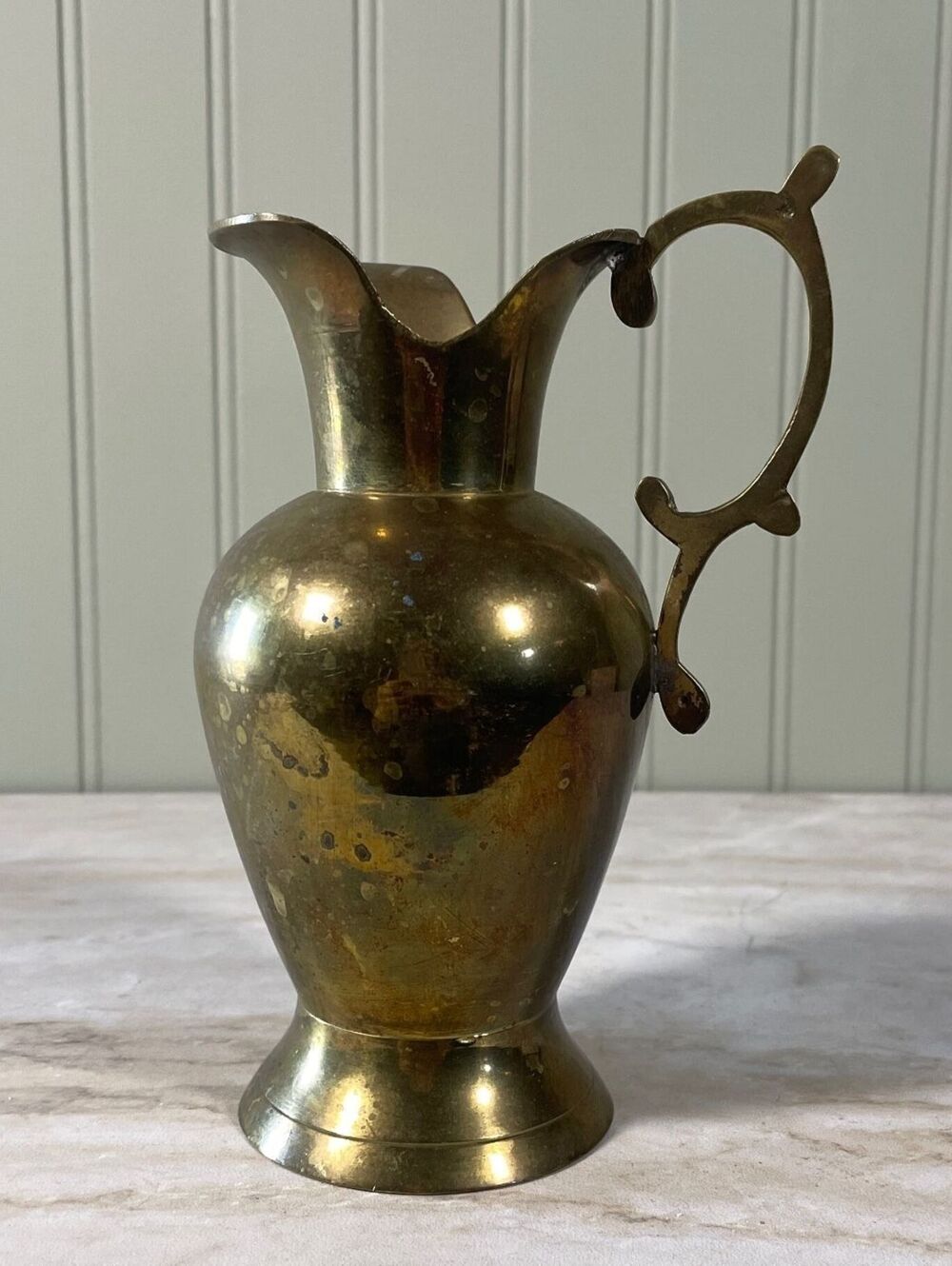Vintage Ornate Brass Pitcher Ewer 7"